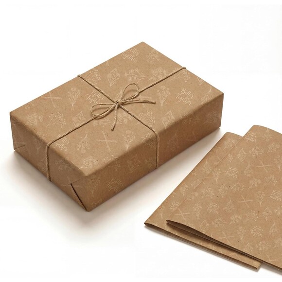 Unbranded Other - Better Together White Floral Wrapping Paper 2 Sheets 19.5x27.5" 120gsm Gift Wrap